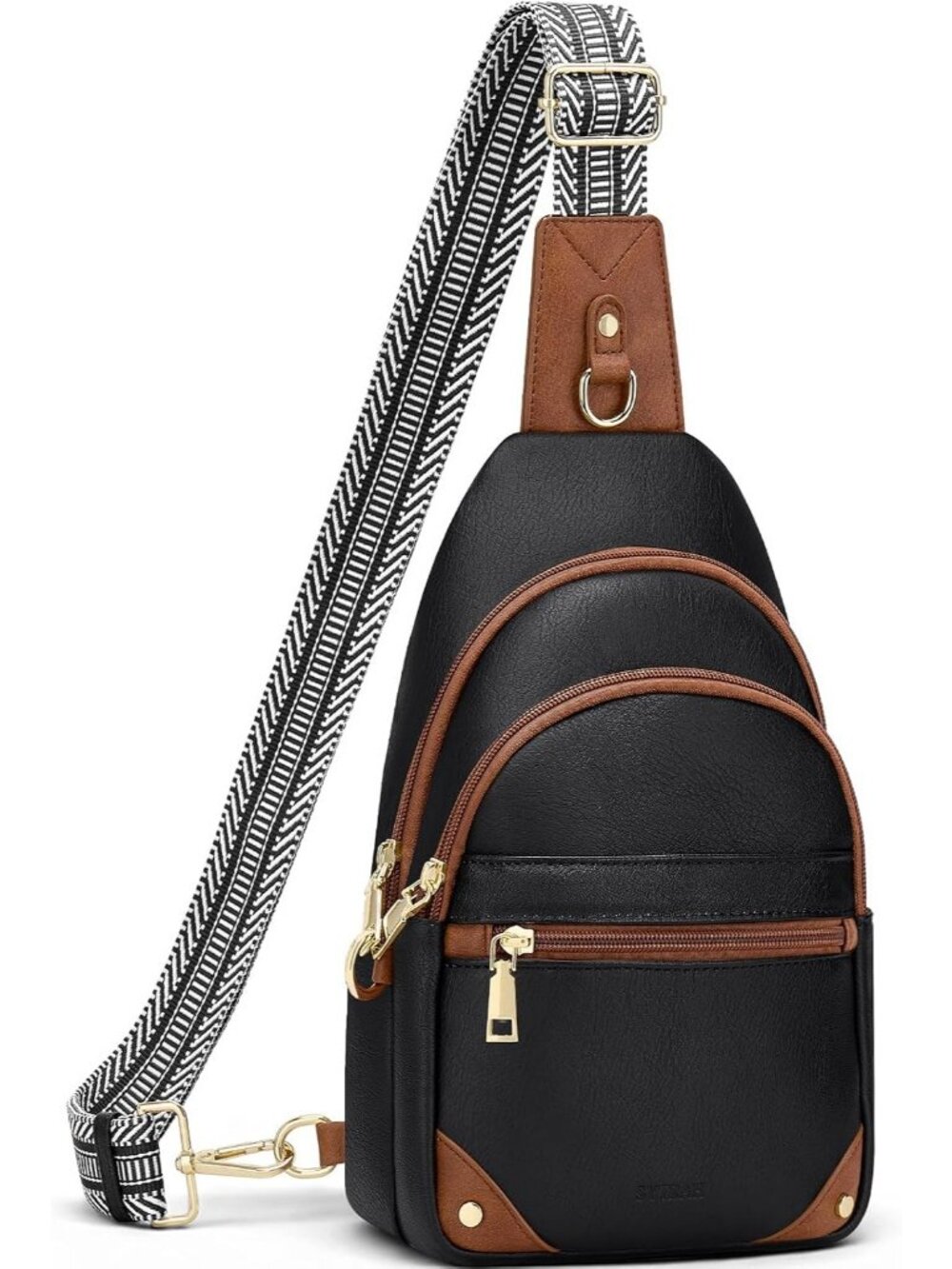 Women's Black Brown Anti Theft RFID Travel Sling Purse Secure Crossbody Bag